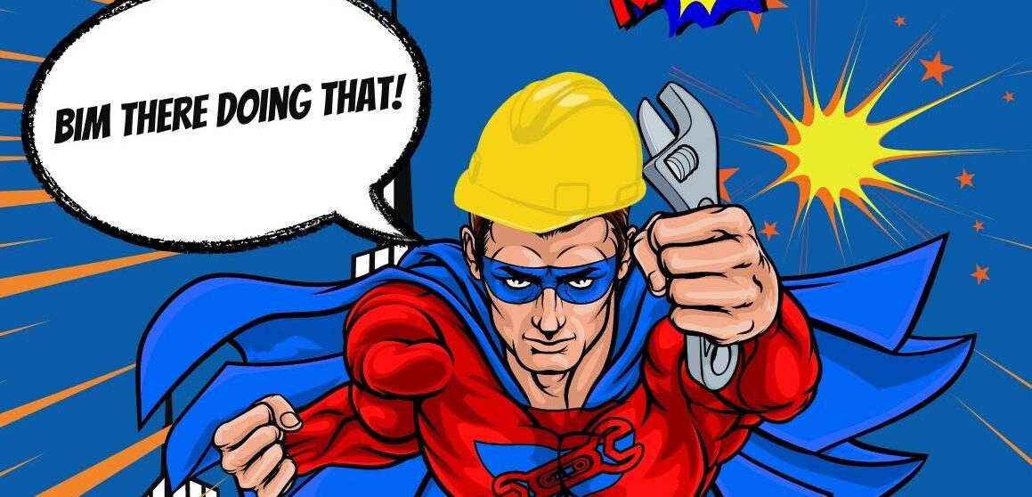 A comic book style drawing of a man in a yellow helmet holding a wrench.